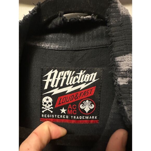 Affliction American Customs Black Faded Full-Zip Sweatshirt Jacket Mens Small - Picture 3 of 7